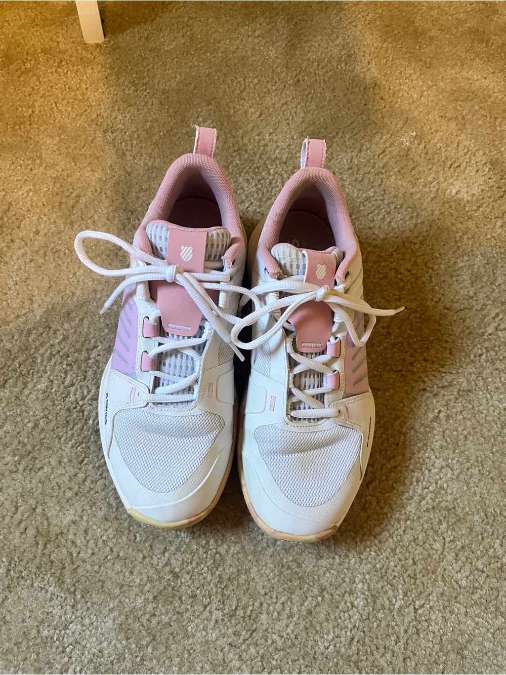K-Swiss White and Pink Women's Sneakers